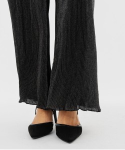 Pantalon large et fluide en maille plissée et pailletée femme